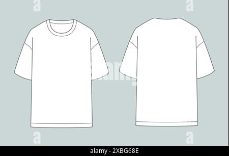 Modèles de ligne t-shirts simples. Vue avant et arrière. Illustration vectorielle Illustration de Vecteur