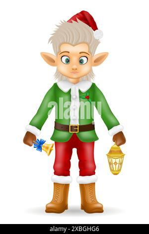 illustration vectorielle d'aide elf santa claus de noël isolée sur fond blanc Illustration de Vecteur