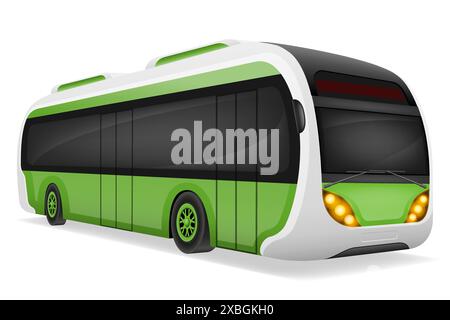 bus urbain écologique alimenté par illustration vectorielle d'énergie électrique isolé sur fond blanc Illustration de Vecteur