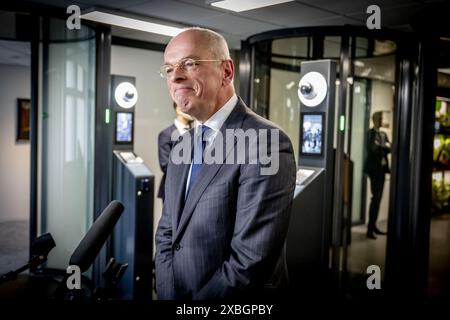 La Haye, pays-Bas. 12 juin 2024. LA HAYE - Président du Sénat Jan Anthonie Bruijn après la conversation. Le formateur Richard van Zwol reçoit le président du Sénat Jan Anthonie Bruijn dans la zone de formation de la Chambre des représentants. ANP ROBIN UTRECHT netherlands Out - belgique Out Credit : ANP/Alamy Live News Banque D'Images