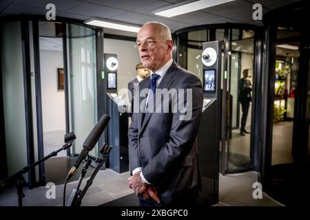 La Haye, pays-Bas. 12 juin 2024. LA HAYE - Président du Sénat Jan Anthonie Bruijn après la conversation. Le formateur Richard van Zwol reçoit le président du Sénat Jan Anthonie Bruijn dans la zone de formation de la Chambre des représentants. ANP ROBIN UTRECHT netherlands Out - belgique Out Credit : ANP/Alamy Live News Banque D'Images