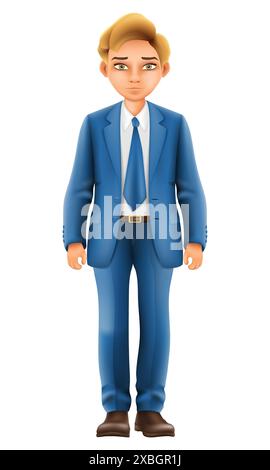 jeune homme dans une illustration vectorielle de costume d'affaires isolé sur fond blanc Illustration de Vecteur