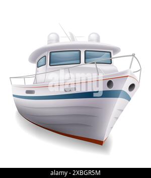 bateau de yacht à moteur pour l'illustration vectorielle de voyages en mer isolé sur fond blanc Illustration de Vecteur