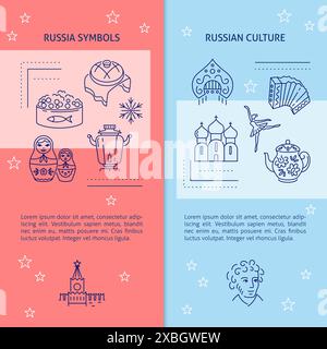 Bannière de nourriture et de culture russe avec place pour le texte. Illustration vectorielle. Illustration de Vecteur