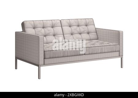 Rendu 3D de Florence Knoll décontracté canapé   cadre métallique Banque D'Images