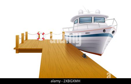 quai de jetée en bois pour une illustration vectorielle de yacht ou de bateau isolé sur fond blanc Illustration de Vecteur