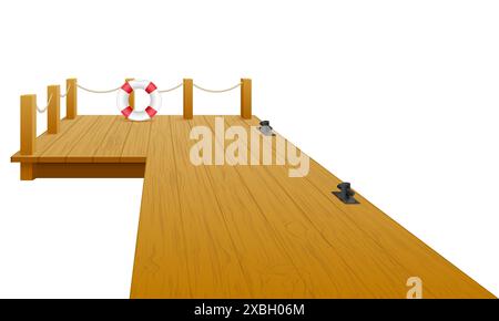 quai de jetée en bois pour une illustration vectorielle de yacht ou de bateau isolé sur fond blanc Illustration de Vecteur