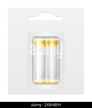 puissance de batterie d'énergie dans une illustration vectorielle de paquet blister transparent isolé sur fond blanc Banque D'Images