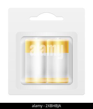 puissance de batterie d'énergie dans une illustration vectorielle de paquet blister transparent isolé sur fond blanc Banque D'Images