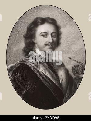 Portrait de Pierre le Grand, Pierre Ier ou Pyotr Alexeyevich Romanov, 1672-1725, Empereur de l'Empire russe, optimisé numériquement Banque D'Images