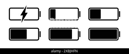 Icône d'indicateur de charge de la batterie. Fond blanc. Illustration vectorielle. Niveau d'énergie de charge maximale de la batterie. Illustration de Vecteur