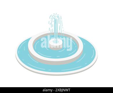 Fontaine isométrique arrondie pour illustration vectorielle de rue de ville ou de parc isolée sur fond blanc. Illustration de Vecteur