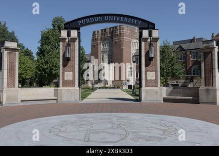 West Lafayette - 11 juin 2024 : Union commémorative et centre d'accueil de l'Université Purdue. Purdue est une université dont les équipes d'athlétisme sont les Boilermakers Banque D'Images