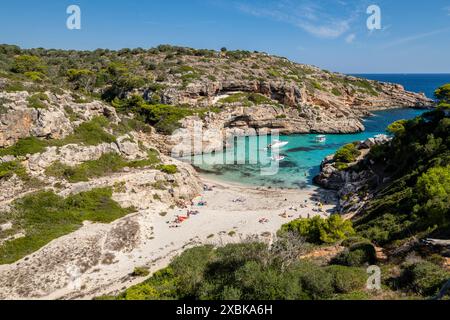 Plage de Caló des Marmols, Santany, Majorque, Îles Baléares, Espagne Banque D'Images