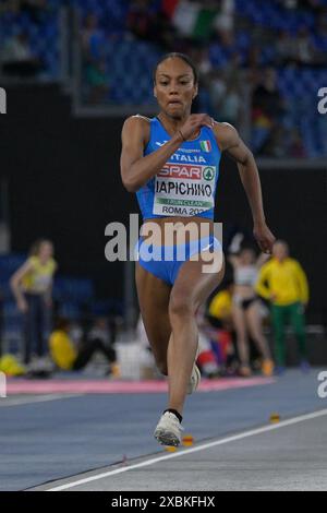 Roma, Italie. 12 juin 2024. L'italienne Larissa Iapichino participe à la finale du saut en longueur féminin lors de la 26e édition des Championnats d'Europe d'athlétisme de Rome 2024 au stade olympique de Rome, Italie - mercredi 12 juin 2024 - Sport, Athlétisme (photo de Fabrizio Corradetti/LaPresse) crédit : LaPresse/Alamy Live News Banque D'Images