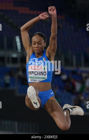 Roma, Italie. 12 juin 2024. L'italienne Larissa Iapichino participe à la finale du saut en longueur féminin lors de la 26e édition des Championnats d'Europe d'athlétisme de Rome 2024 au stade olympique de Rome, Italie - mercredi 12 juin 2024 - Sport, Athlétisme (photo de Fabrizio Corradetti/LaPresse) crédit : LaPresse/Alamy Live News Banque D'Images