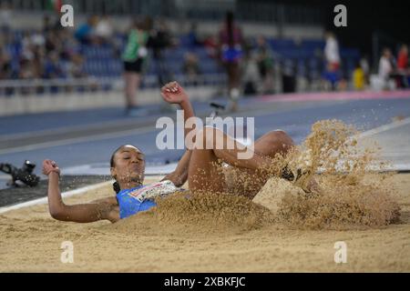 Roma, Italie. 12 juin 2024. L'italienne Larissa Iapichino participe à la finale du saut en longueur féminin lors de la 26e édition des Championnats d'Europe d'athlétisme de Rome 2024 au stade olympique de Rome, Italie - mercredi 12 juin 2024 - Sport, Athlétisme (photo de Fabrizio Corradetti/LaPresse) crédit : LaPresse/Alamy Live News Banque D'Images