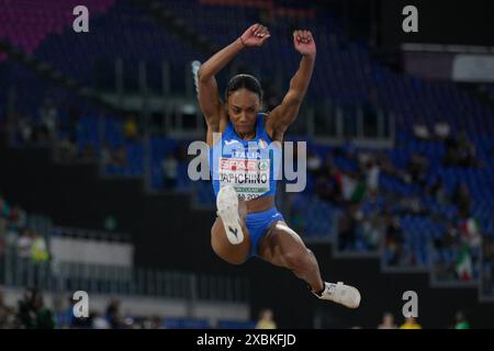 Roma, Italie. 12 juin 2024. L'italienne Larissa Iapichino participe à la finale du saut en longueur féminin lors de la 26e édition des Championnats d'Europe d'athlétisme de Rome 2024 au stade olympique de Rome, Italie - mercredi 12 juin 2024 - Sport, Athlétisme (photo de Fabrizio Corradetti/LaPresse) crédit : LaPresse/Alamy Live News Banque D'Images