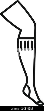 Icône de dessin au trait d'une jambe portant un bas de compression pour le traitement des varices Illustration de Vecteur