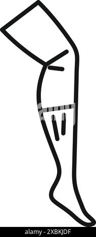 Icône de contour d'une jambe de mannequin portant un bas de compression, souvent utilisé dans les contextes médicaux Illustration de Vecteur