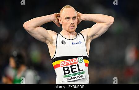 Rome, Italie. 12 juin 2024. Le belge Antoine Snyders semble abattu lors des Championnats d'Europe d'athlétisme à Rome, en Italie, le mercredi 12 juin 2024. Les Championnats d'Europe d'athlétisme se déroulent du 7 au 12 juin. BELGA PHOTO JASPER JACOBS crédit : Belga News Agency/Alamy Live News Banque D'Images