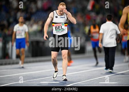 Rome, Italie. 12 juin 2024. Le belge Antoine Snyders semble abattu lors des Championnats d'Europe d'athlétisme à Rome, en Italie, le mercredi 12 juin 2024. Les Championnats d'Europe d'athlétisme se déroulent du 7 au 12 juin. BELGA PHOTO JASPER JACOBS crédit : Belga News Agency/Alamy Live News Banque D'Images