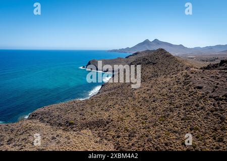 Vue sur la côte depuis Mirador de la Amatista Almeria, Espagne Banque D'Images