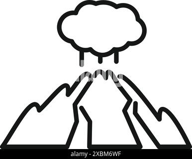 Dessin au trait icône de mains protégeant une éruption volcanique d'un nuage de pluie Illustration de Vecteur
