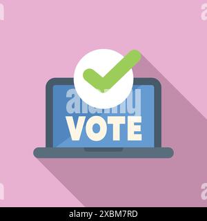 Système de vote en ligne montrant le vote vérifié sur un écran d'ordinateur portable, concept de vote électronique et démocratie numérique Illustration de Vecteur