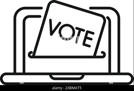 Vote électronique à l'aide d'un ordinateur portable montrant un bulletin de vote numérique en cours de soumission Illustration de Vecteur