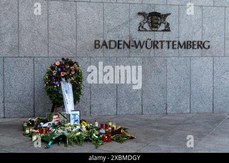 Berlin Allemagne 7 juin 2024 : marche silencieuse de la police pour son collègue Rouven L., tué dans une tentative d'assassinat à Mannheim. Banque D'Images