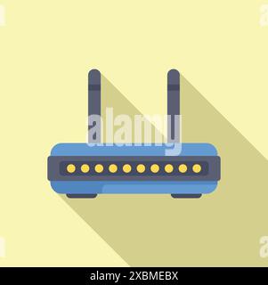 Routeur wifi bleu avec deux antennes fournissant un signal sans fil puissant pour la connexion Internet Illustration de Vecteur