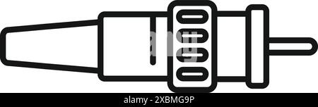 Le connecteur rf coaxial électronique est connecté en transmettant le signal de données avec la broche de contact Illustration de Vecteur