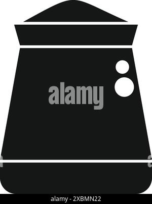 Icône noire simple d'un moulin à café électrique plein de grains de café Illustration de Vecteur