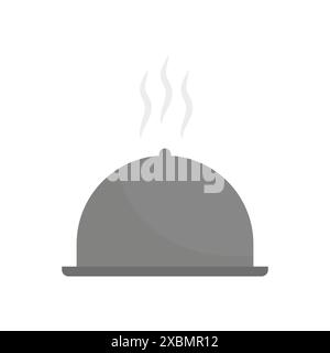 Icône plateau de service. Couvercle pour cuisson à la vapeur. Illustration vectorielle grise. Fond blanc. Illustration de Vecteur