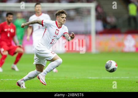 Varsovie, Pologne. 10 juin 2024. Nicola Zalewski de Pologne vu en action lors du match amical entre la Pologne et Turkiye au PEG Narodowy. Score final : Pologne 2:1 Turkiye. (Photo de Grzegorz Wajda/SOPA images/SIPA USA) crédit : SIPA USA/Alamy Live News Banque D'Images