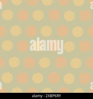 Modèle sans couture de vecteur avec pois de pompon en couleur pastel orange et rose sur fond vert ananas. Motif régulier. Fond de pompon. Illustration de Vecteur
