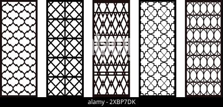 Ensemble de panneaux muraux décoratifs, motif avec des fleurs abstraites Illustration de Vecteur