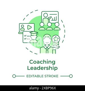 Icône de concept vert de leadership de coaching Illustration de Vecteur