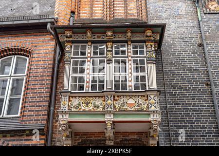 Lübecker Rathaus Renaissanceerker des Lübecker Rathaus, Hansestadt Lübeck, Schleswig-Holstein, Deutschland Luebeck Town Hall Renaissance Bay window, H Banque D'Images