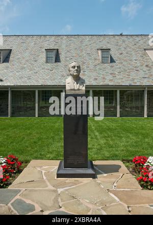 Chef de sculpture du président Roosevelt. Lieu historique national Franklin D. Roosevelt. Springwood Estate, Hyde Park, État de New York, États-Unis Banque D'Images