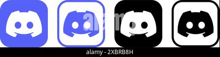 Ensemble d'icônes d'application mobile Discord, isolé sur un fond blanc, illustration vectorielle. Discord est une plateforme sociale de messagerie instantanée et VoIP Illustration de Vecteur