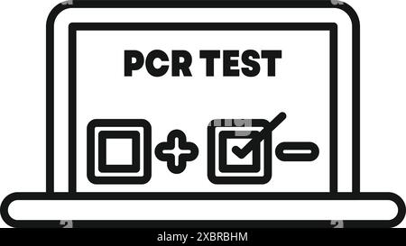 Ordinateur portable affichant les résultats des tests pcr avec une icône de coche positive pour les concepts de tests médicaux Illustration de Vecteur