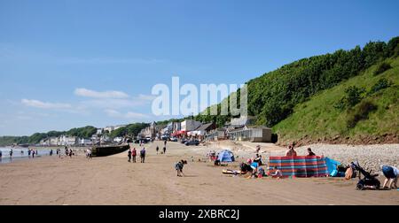 La plage nord au large du Cobble Landing à Filey, North Yorkshire East Coast, nord de l'Angleterre, Royaume-Uni Banque D'Images