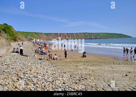 La plage nord au large du Cobble Landing à Filey, North Yorkshire East Coast, nord de l'Angleterre, Royaume-Uni Banque D'Images