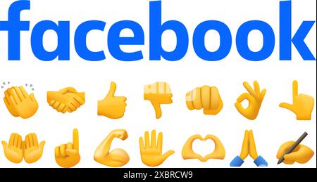 Ensemble de Facebook Thumbs Up réactions Emoji, concept de réactions sur les médias sociaux, illustration vectorielle, fond transparent Illustration de Vecteur