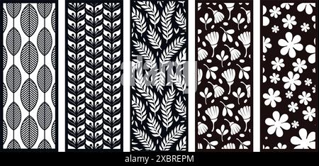 Panneau à feuilles découpé au laser. écrans de séparation de pièce, artisanat de papier, fond de carte. Illustration de Vecteur