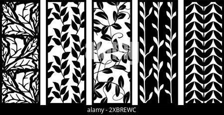 Panneau à feuilles découpé au laser. écrans de séparation de pièce, artisanat de papier, fond de carte. Illustration de Vecteur