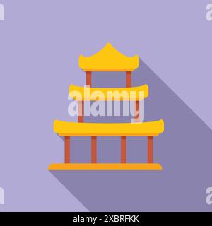 Bâtiment de pagode asiatique avec plusieurs niveaux et toit incurvé, symbolisant le patrimoine culturel et la beauté architecturale Illustration de Vecteur