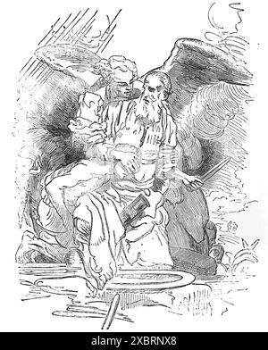 Abraham offrant Isaac et l'Ange du Seigneur l'arrêtant Genèse de l'ancien Testament Sainte Bible d'après une peinture de Rembrandt dans l'Antiquité du XIXe siècle Banque D'Images